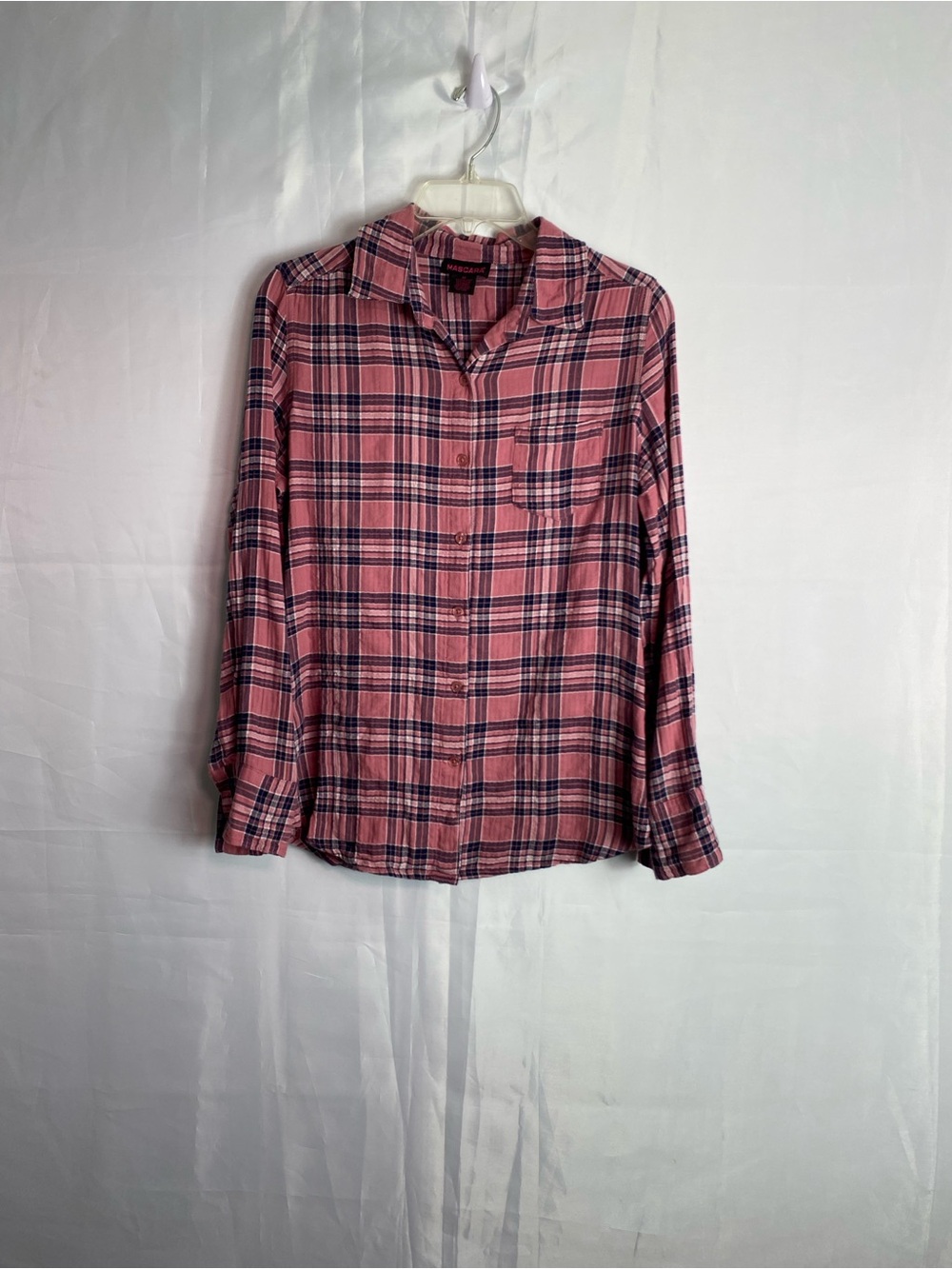 Mascara Pink Plaid Button-Front Blouse